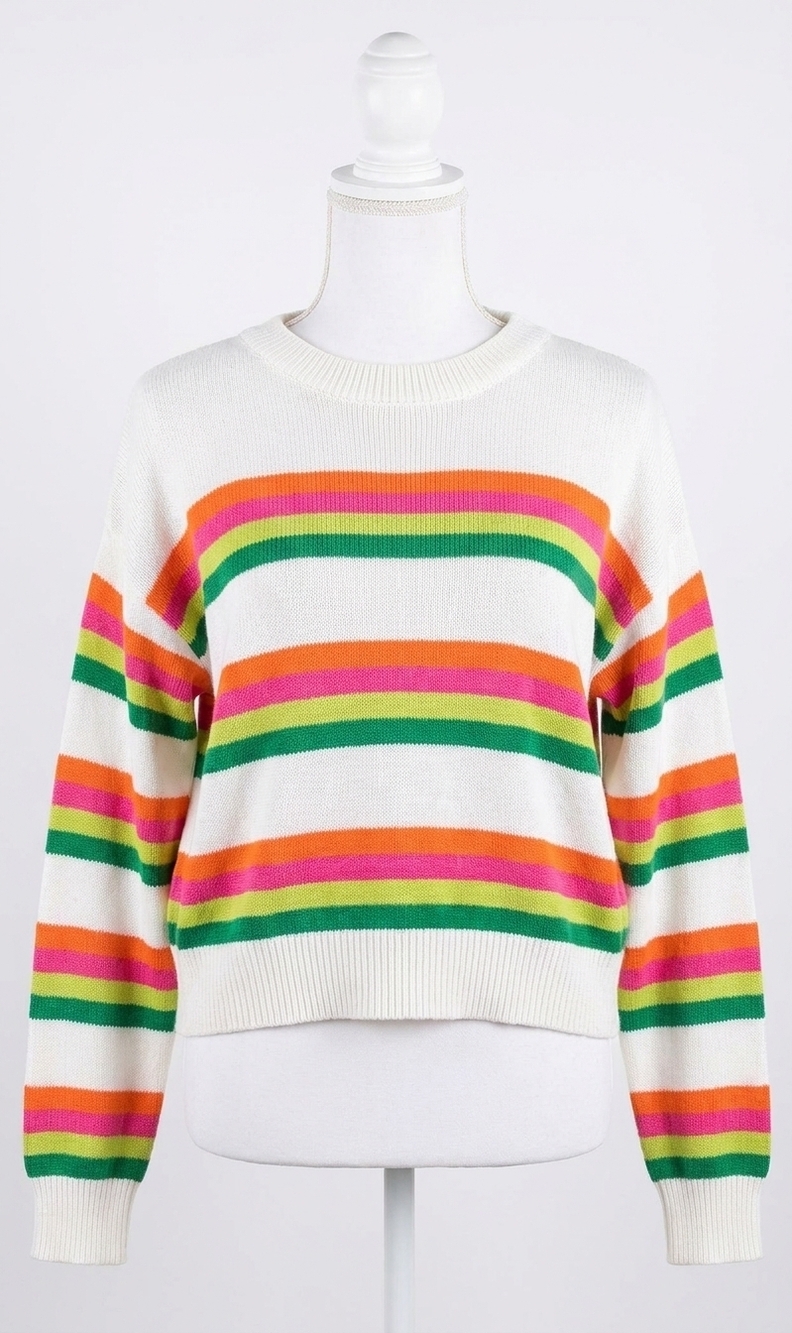 NEW JS71 capri long sleeve sweater in multi stripe